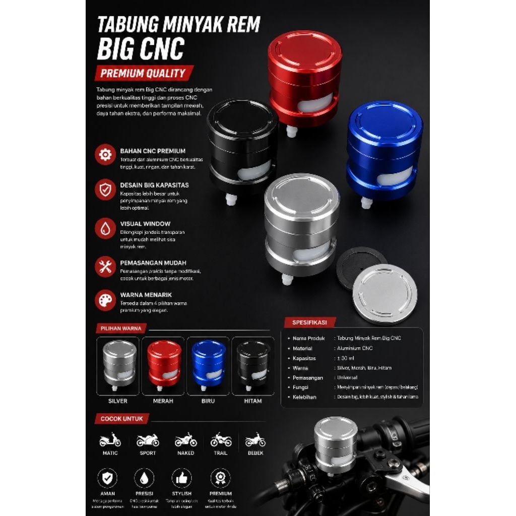 RG BIG FUILD BRAKE FLUID TANK FULL CNC RACING BRAKE FLUID TANK CNC BRAKE FLUID CONTAINER