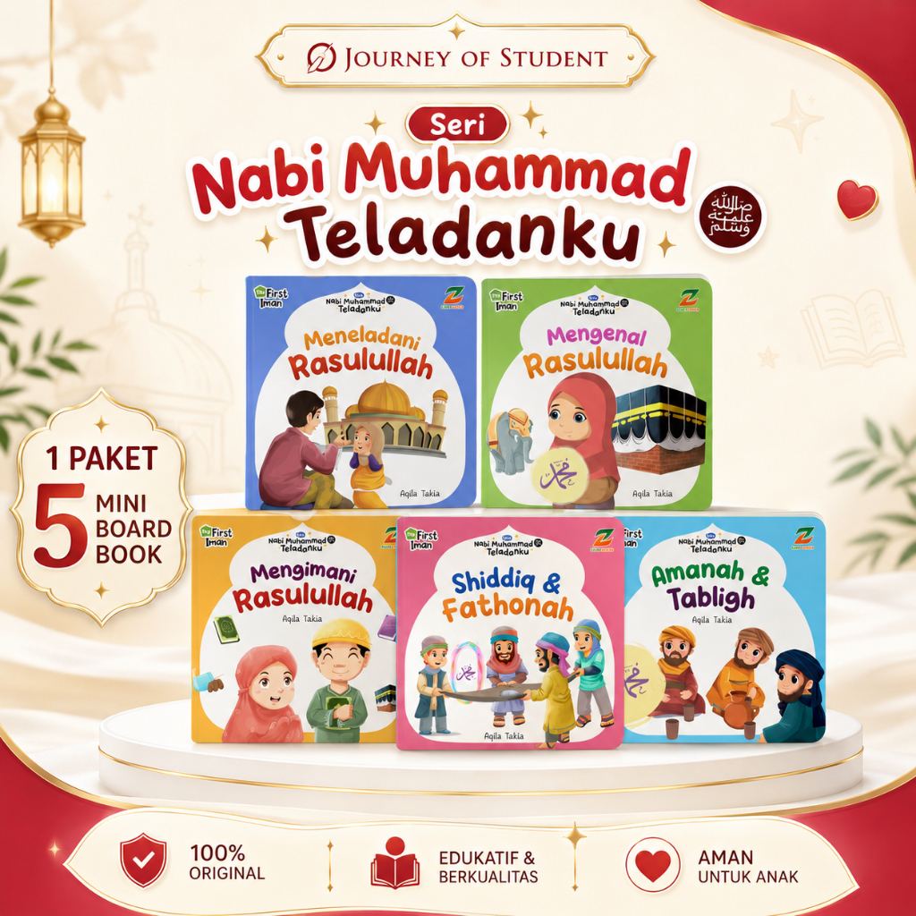 NABI หนังสือเด็กอิสลาม Prophring Muhammad My Example 5 Mini Boardbook Morals & Character Full Color 