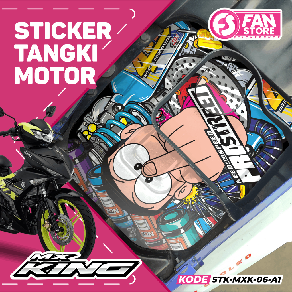 Mx King Tank Sticker with Racing Cartoon Motif - Durable Mx King Tank Accessories Sticker, ปรับแต่งไ