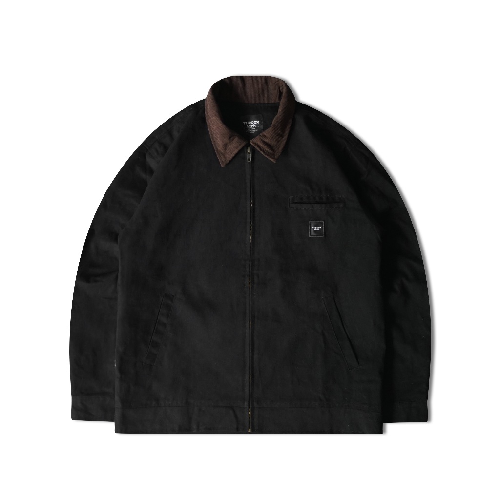 Throx Original Mens Deck Jacket Anterius Cotton Canvas สีดํา