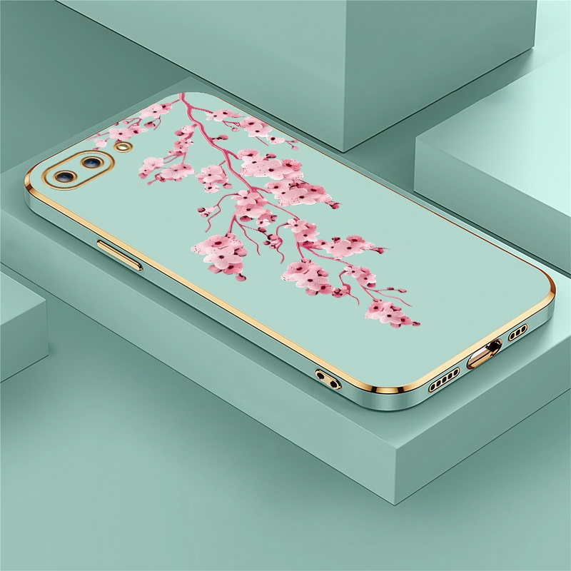 เคสซิลิโคนอ่อนนุ่มสําหรับ OPPPO A7X A9 A9X F5 F7 Realme 2 Pro F11 F9 Pro ฝาครอบชุบดอกไม้ Motif