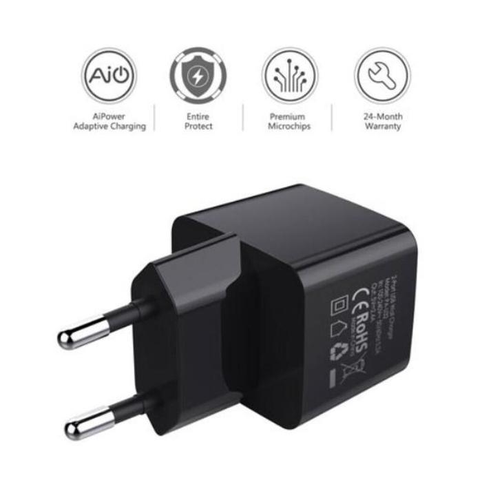 เครื่องชาร์จ AUKEY MINIMA DUO PA-U32 12W สีดํา USB CHARGER