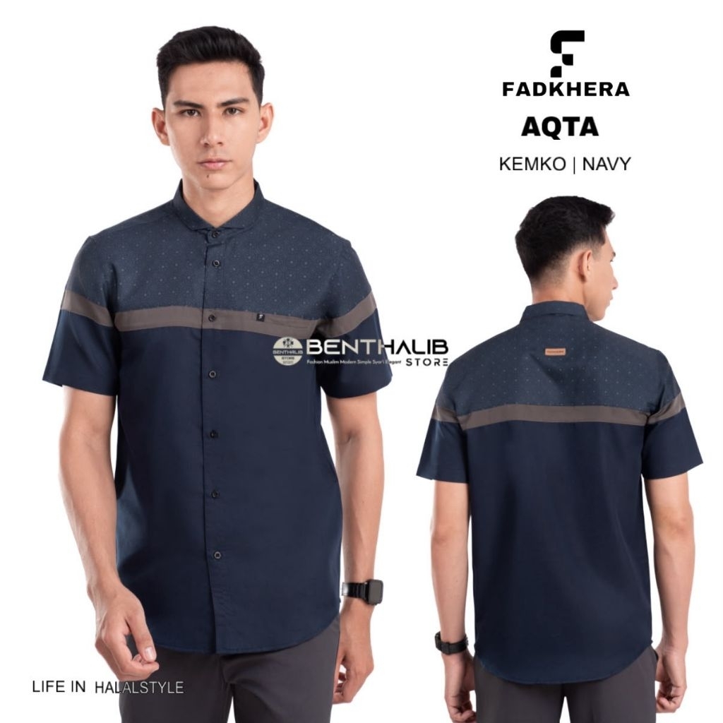Fadkhera Aqta Short Modern Kemko Shirt for Adult Men, Short Sleeve Slimfit