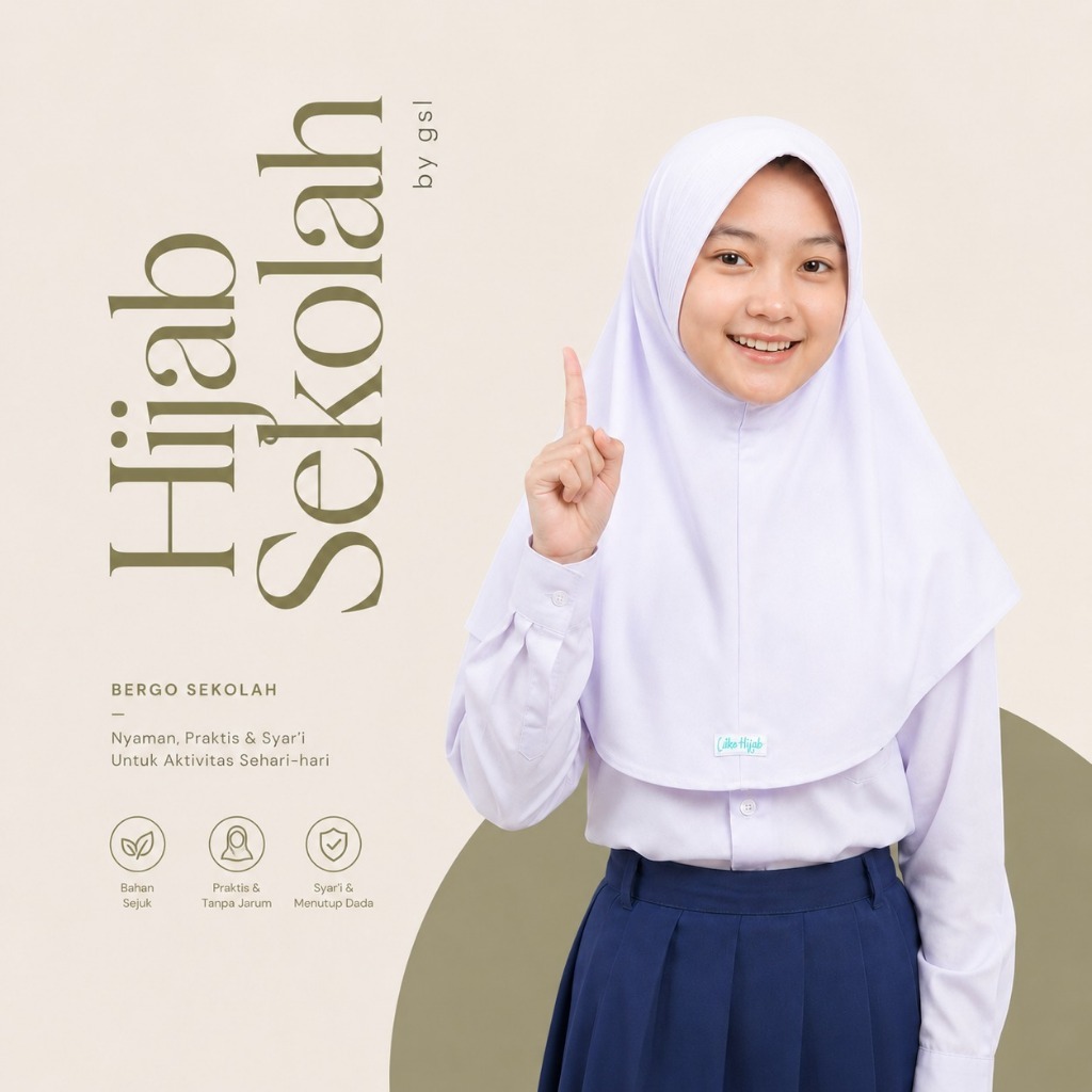 GASYIL - 53 Hamidah Bergo Hijab Premium Jersey School Childrens Hijab Bergo Childrens Hijab 4-9 Year