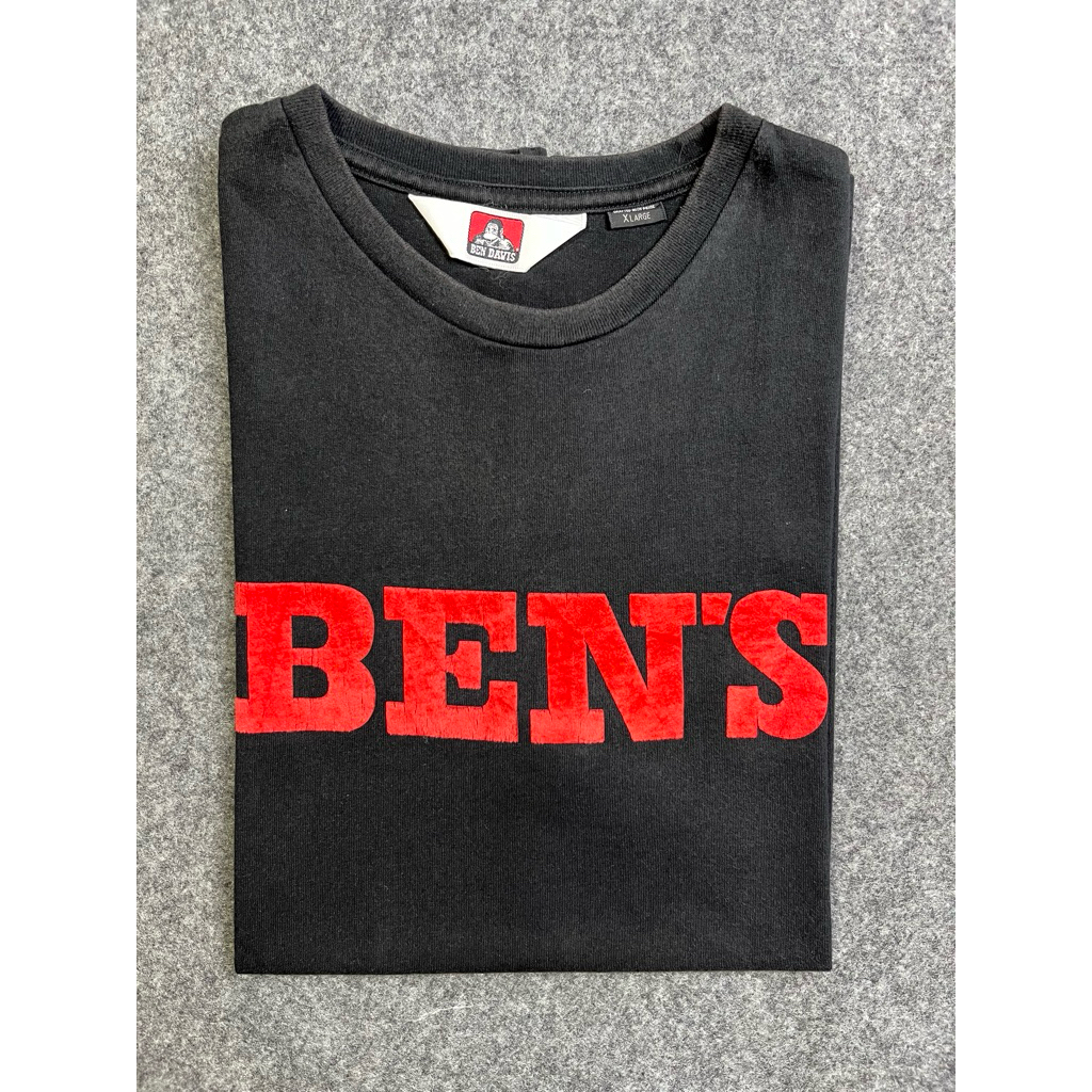 Preloved Ben Davis เสื้อยืดโลโก้กํามะหยี่สีแดงสีดํา -TS13