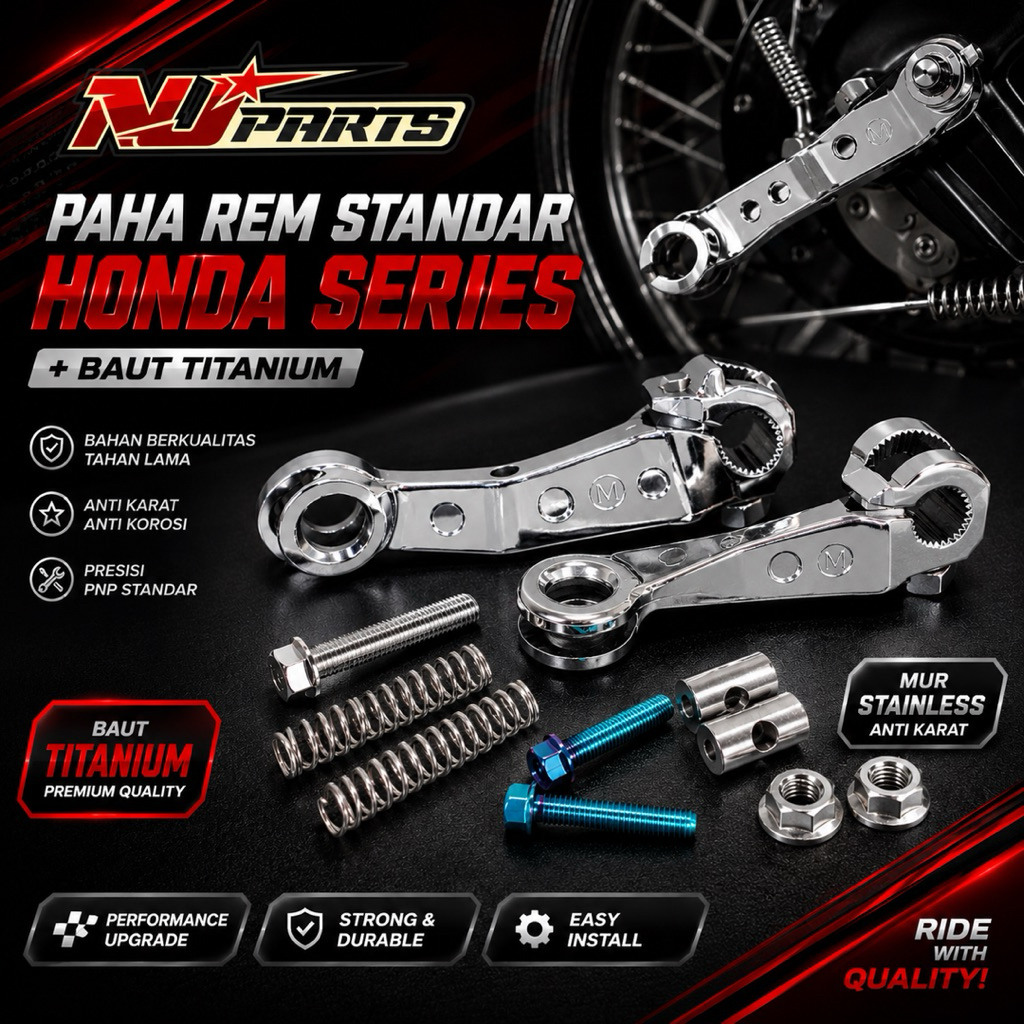 NJ PART Standard chrome hnd series ขาเบรก สําหรับบีท, vario, scoopy, pcx motors + ไทเทเนียม / น็อตเล