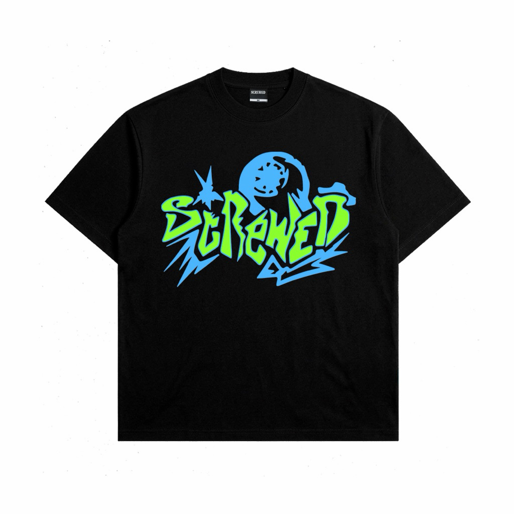 Screwed Supply - เสื้อยืดสีดํา Nirwana Heavyweight 20s - Puff Ink - FLDANCE