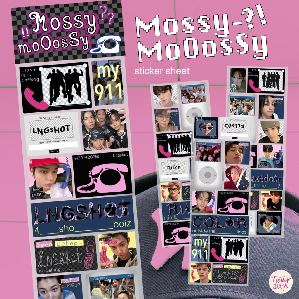 แผ่นสติ๊กเกอร์ Mossy mossy lngshot cortis riize boynextdoor โดย neverbath