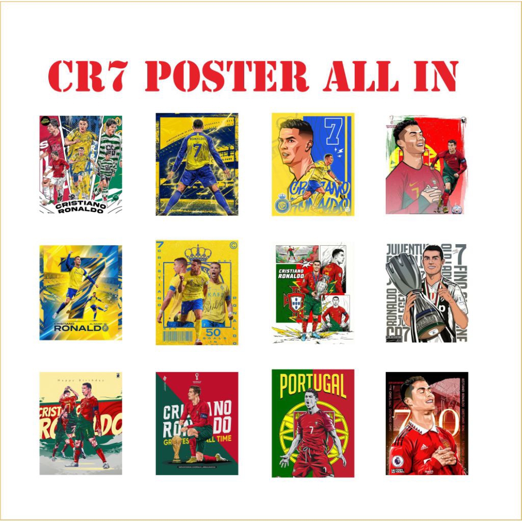 CR7 โปสเตอร์ Ronaldo A4 Portugal Al Nasr Room วอลล์เปเปอร์ ฯลฯ