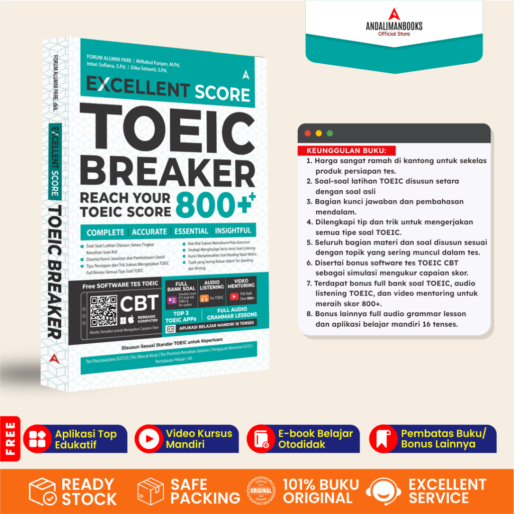 หนังสือ TOEIC TEST - เบรกเกอร์ TOEIC ที่ยอดเยี่ยม เข้าถึงคะแนน TOEIC ของคุณ 800++