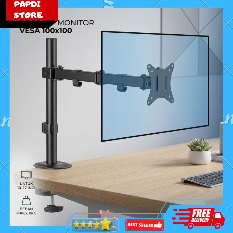 VESA 100x100 10-27 นิ้ว TV Table Mount Clamp Monitor Bracket