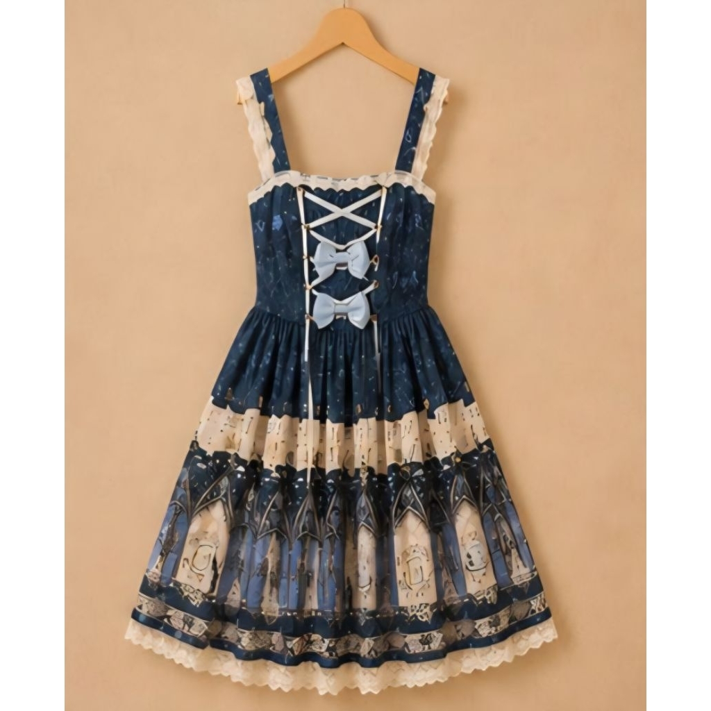 NAVY RIBBON LLITA DRESS