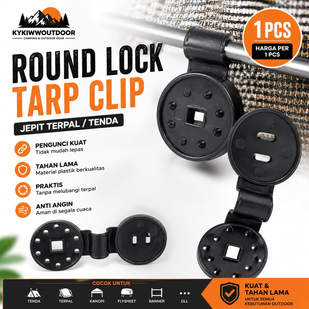 TENDA Tarpaulin Round Lock Clip Heavy Duty เต็นท์ผ้าใบกันน้ํา Clamp 1 ชิ้น Flysheet Canopy Tarpaulin