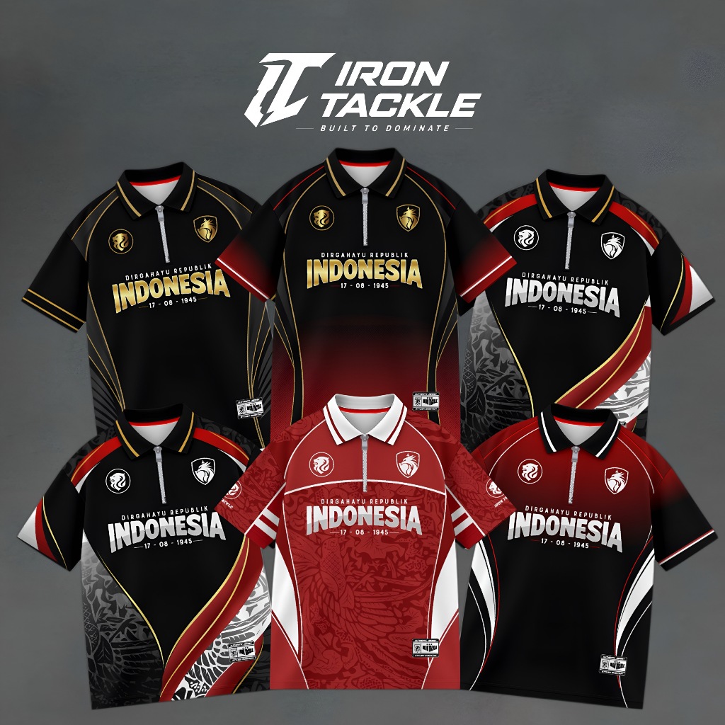 MERAH August 17th Shirt for Boys, Premium Dryfit Independence Day Jersey, Full Printing, Red and Whi