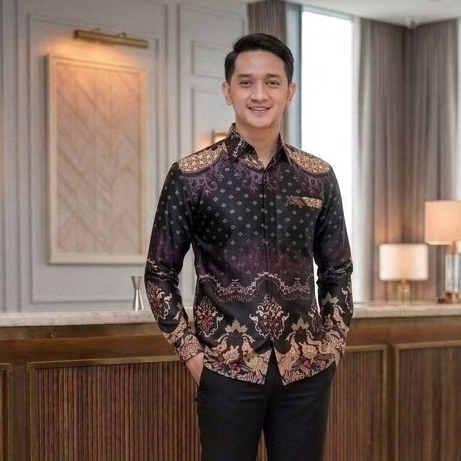 KEMEJA เสื้อบาติกผู้ชายแขนยาวหรูหรา | เสื้อปาเต๊ะสมัยใหม่ | ผ้าบาติกสําหรับงานปาร์ตี้ของผู้ชาย | เสื้อปาเต๊ะผ้าบาติก