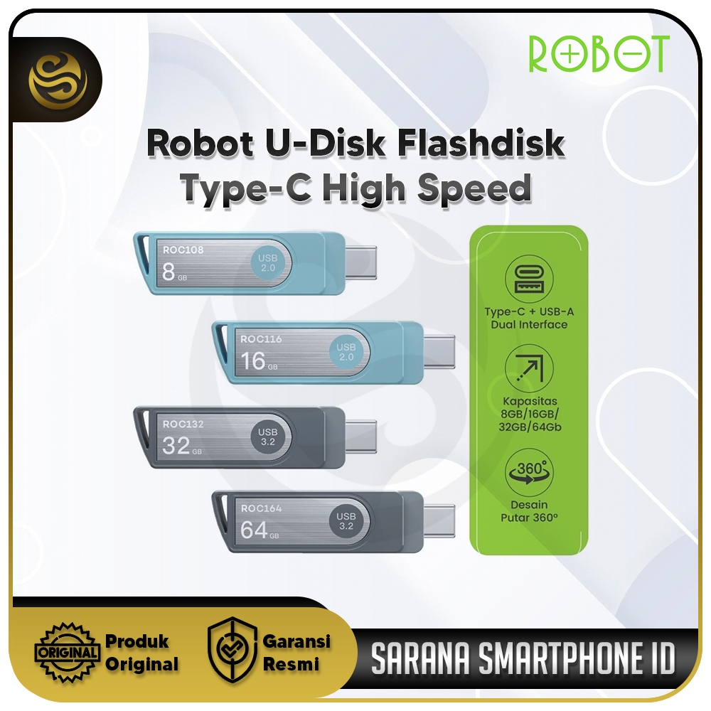 ROBOT ROCCO164 ROCCO132 ROCCO116 ROCCO108 Flashdisk OTG Type C USB 64GB ความเร็วสูงเดิม