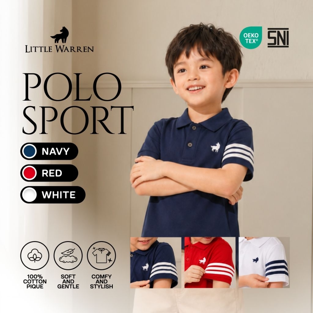 เสื้อโปโลเด็กสปอร์ต Little Warren Premium Stripe (เสื้อคอปกเด็ก) Voucher*