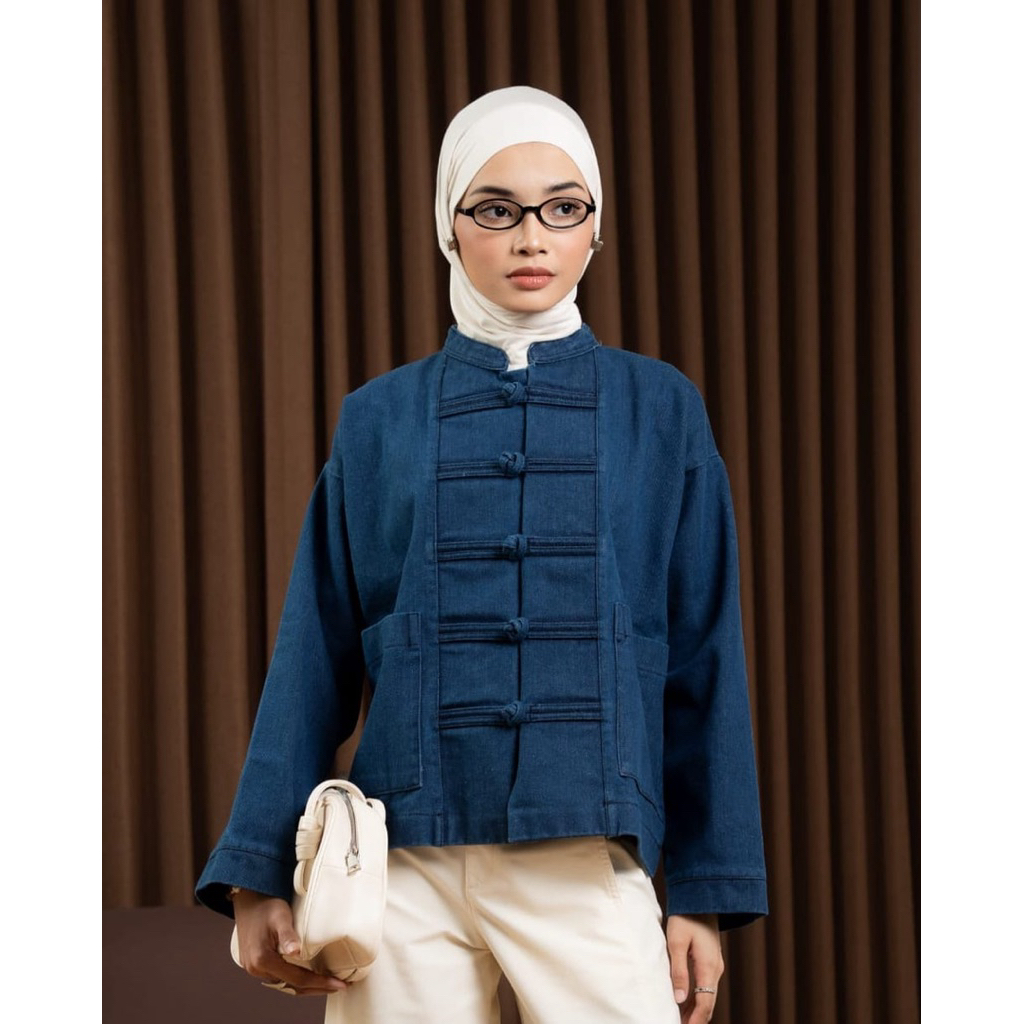 Livi Cheongsam Jacket ผู้หญิง Boxy Jeans Denim Premium