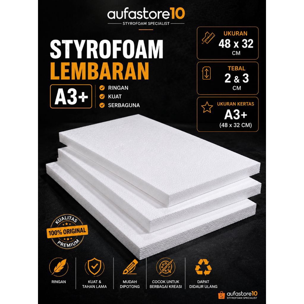 โฟมโฟม ขนาด A3+ (48X32CM) แผ่นโฟม eps หนา 2 และ 3 ซม