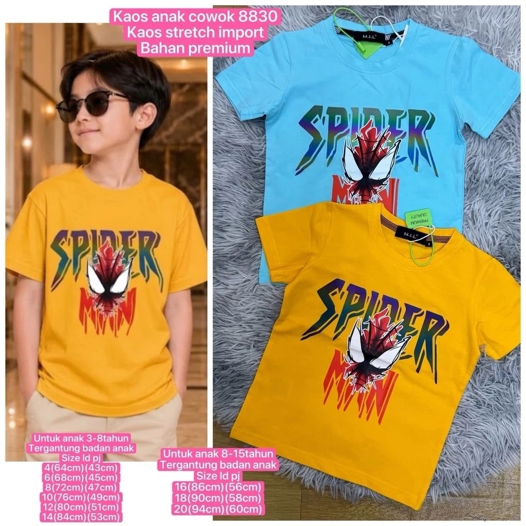 8830 เสื้อยืดเด็กชาย spider man