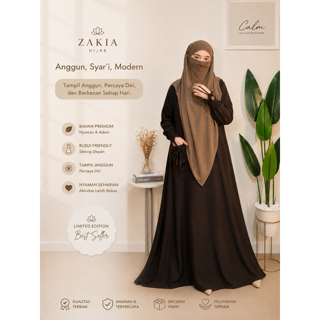 ล่าสุด Naura Dress Sabrina Anti-Uv Gamis Dress รุ่นธรรมดา ชุดศึกษาอิสลามหรูหรา