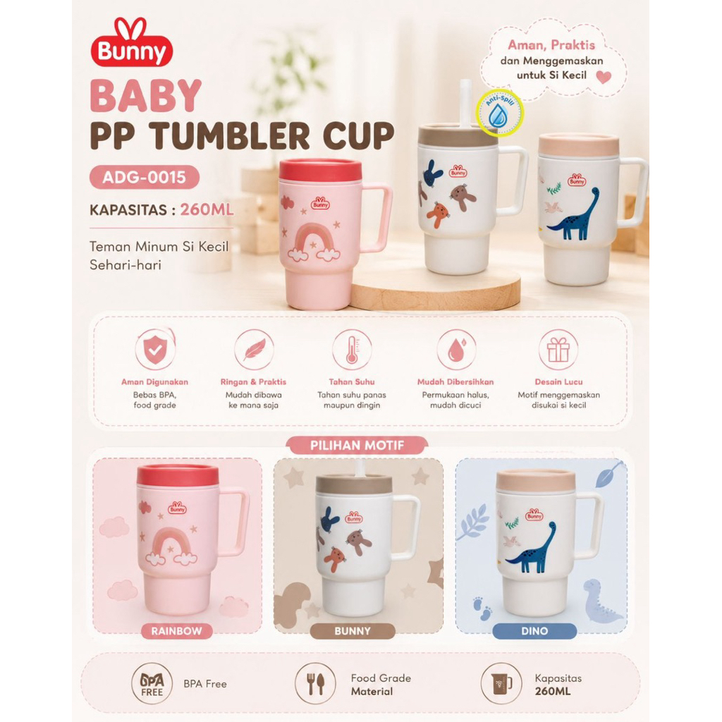 PP Thumbler สําหรับเด็ก 260 มล. Lusty Bunny