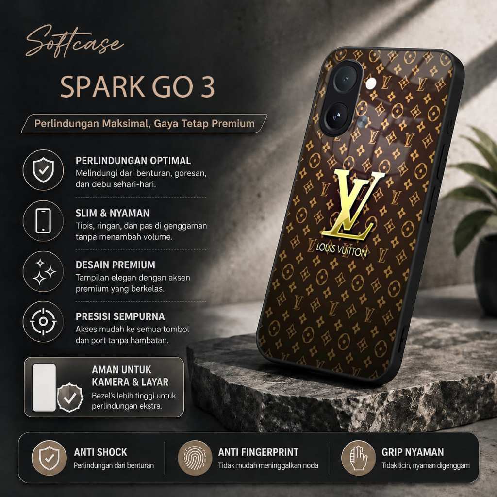 Softcase Glass Glitter สําหรับ Tekno Spark Go 3 - ปลอก Hp Tekno Spark Go 3 - เคสป้องกัน Hp Tekno Spa