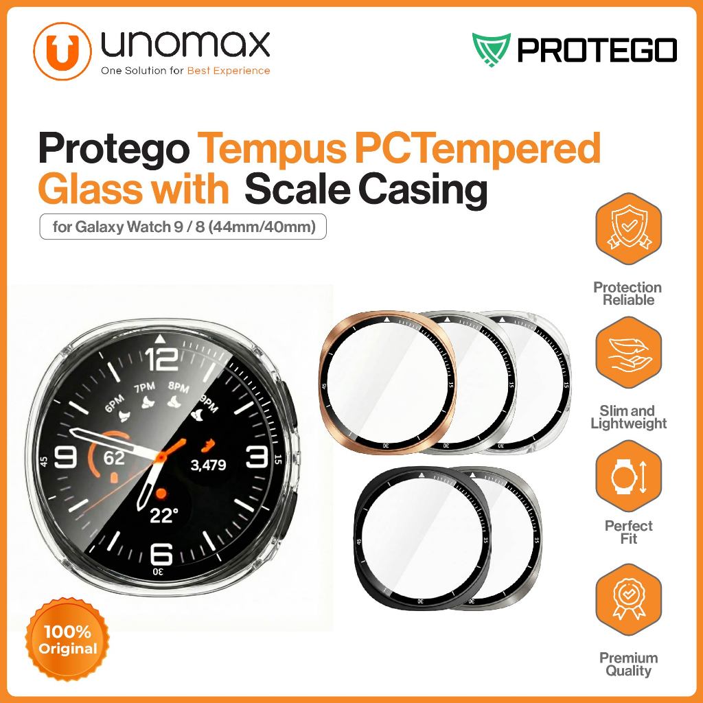 เคสนาฬิกา Samsung Galaxy Watch 9 / 8 (40 มม./44 มม.) Protego Tempus PC กระจกนิรภัยพร้อมปลอกขนาด (PT-