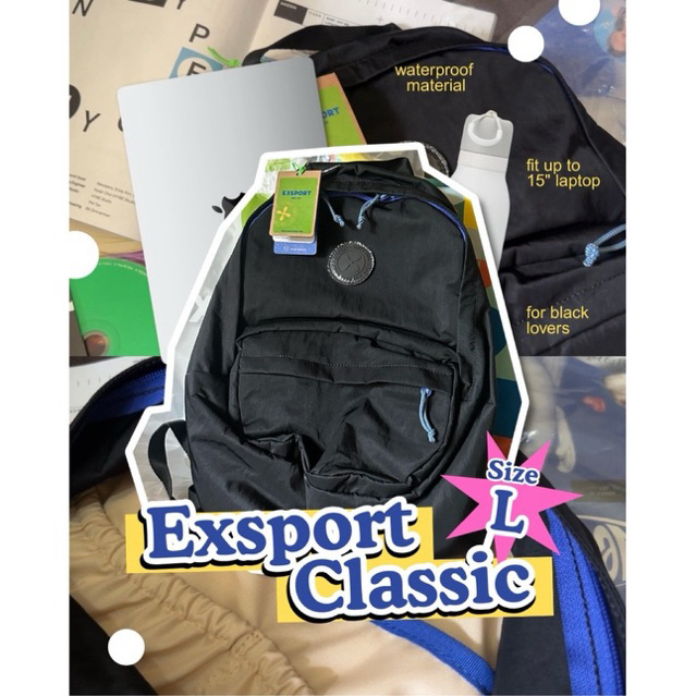 Exsport Classic Backpack L - สีดํา