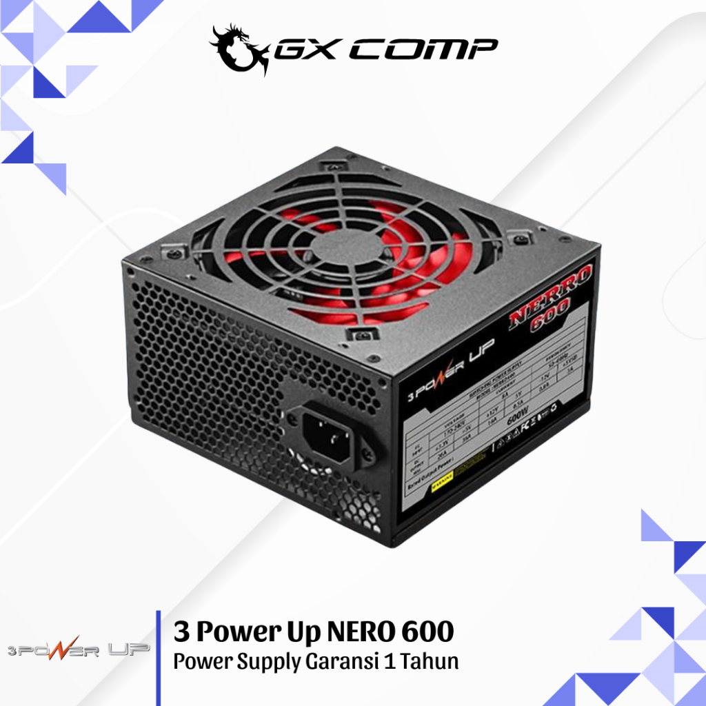 3 Power Up Nerro 600 Power Supply 600W อย่างเป็นทางการรับประกัน 1 ปี | PSU 600 วัตต์