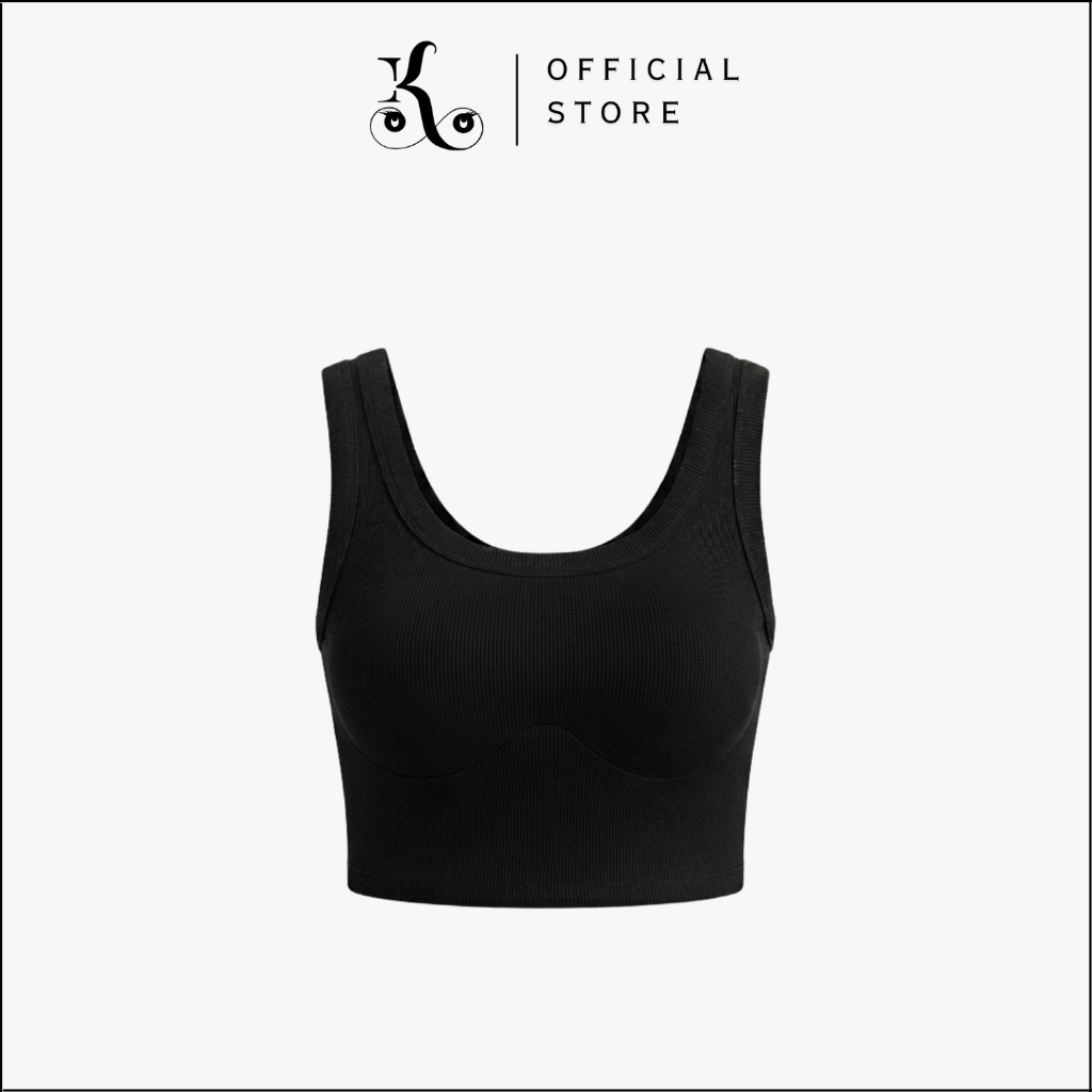 KHAEFASHION - BR133 เสื้อกล้ามผู้หญิง Bra Crop Top U คอ Slim Fit Basic ด้านในธรรมดา Casual เกาหลี Y2