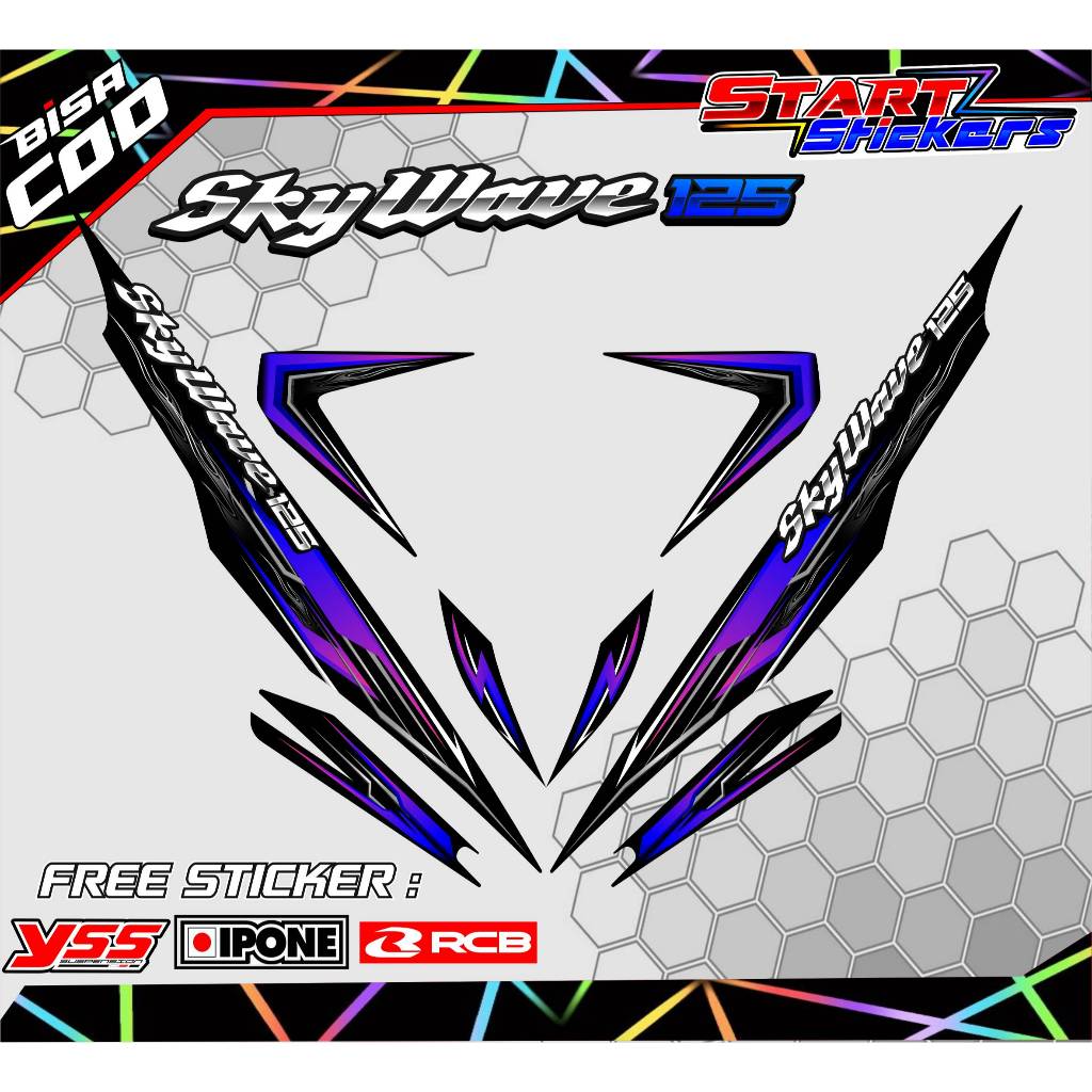 SUZUKI SKYWAVE 125 R VARIATION STRIPING / SUZUKI SKYWAVE 125 MOTORCYCLE VARIATION STICKER LIST