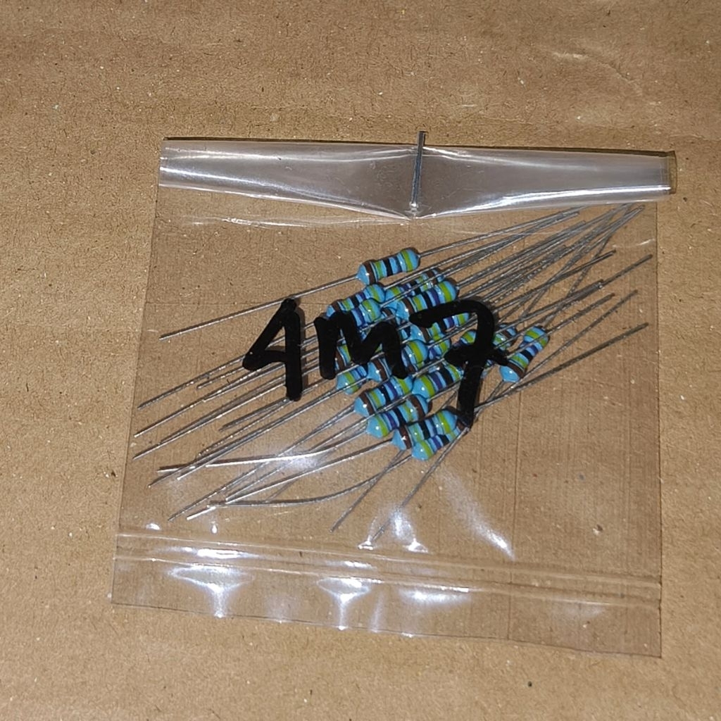 R 4M7 Ohm 0.25W 1 ตัวต้านทานฟิล์มโลหะ 4.7 Mega Ohm MetalFilm 0.25 วัตต์ 20 ชิ้น
