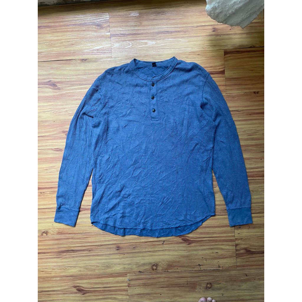 เสื้อวาฟเฟิล Henley Uniqlo