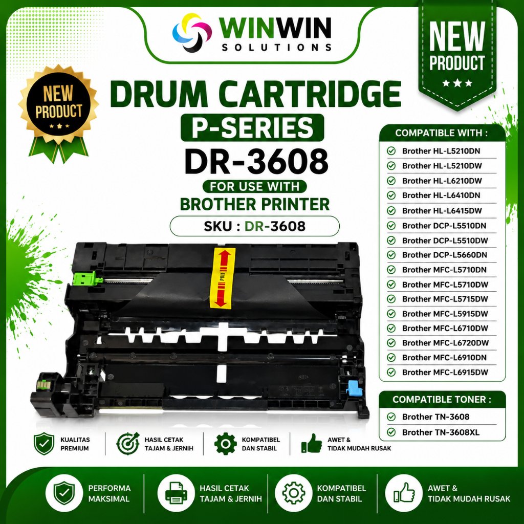 การถ่ายภาพหน่วยดรัม P-SERIES Dr3608 DR-368 HL-L5210DN L5210DW L6210DW L6410DN L6415DW / DCP-L5510DN 