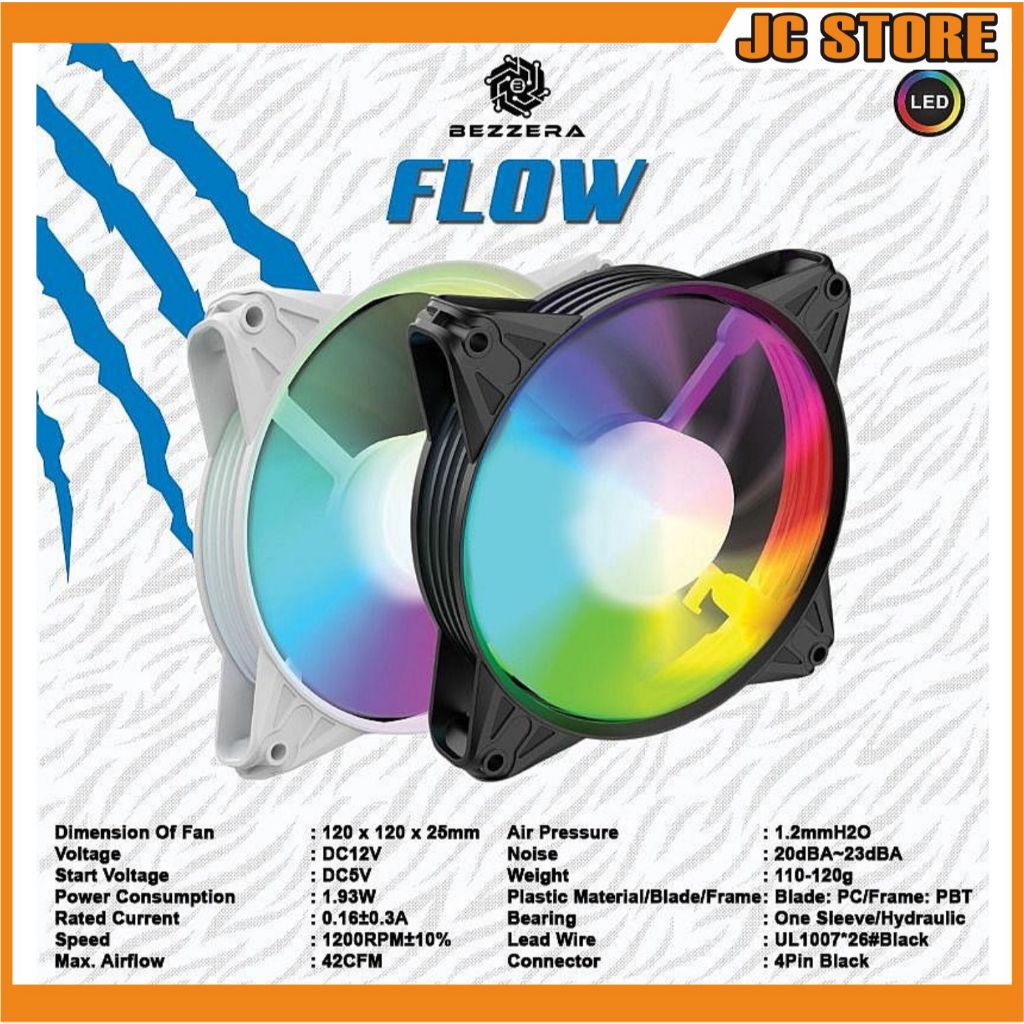 Bezzera Flow RGB 120 มม. พัดลมปลอกสําหรับเล่นเกม