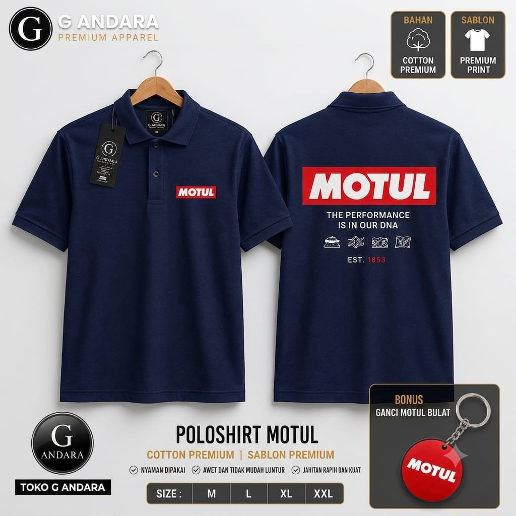 GANTUNGAN MOTUL THE PERFORMANCE IS IN OUR DNA HOODIE ZIPPER COLLAR T-SHIRT WITH BONUS KEYCHAIN