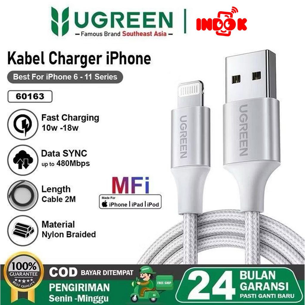 UGREEN สายชาร์จ iPhone USB Lightning MFi FAST 60163 2 เมตร