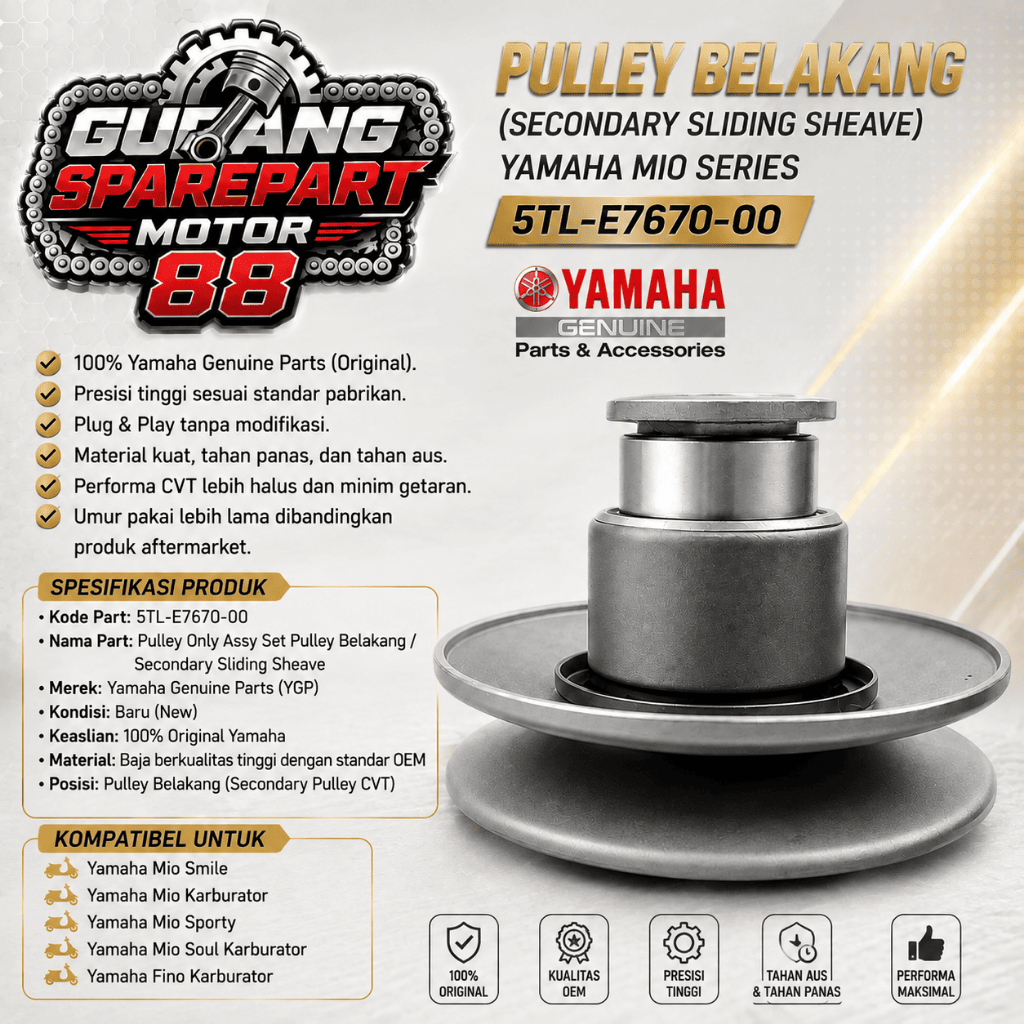 5TL-E7670-0-00 ต้นฉบับ PULLY เท่านั้น ASSY ชุดด้านหลัง PULLEY 5TL YAMAHA MIO SMILE MIO CARBON MIO SP