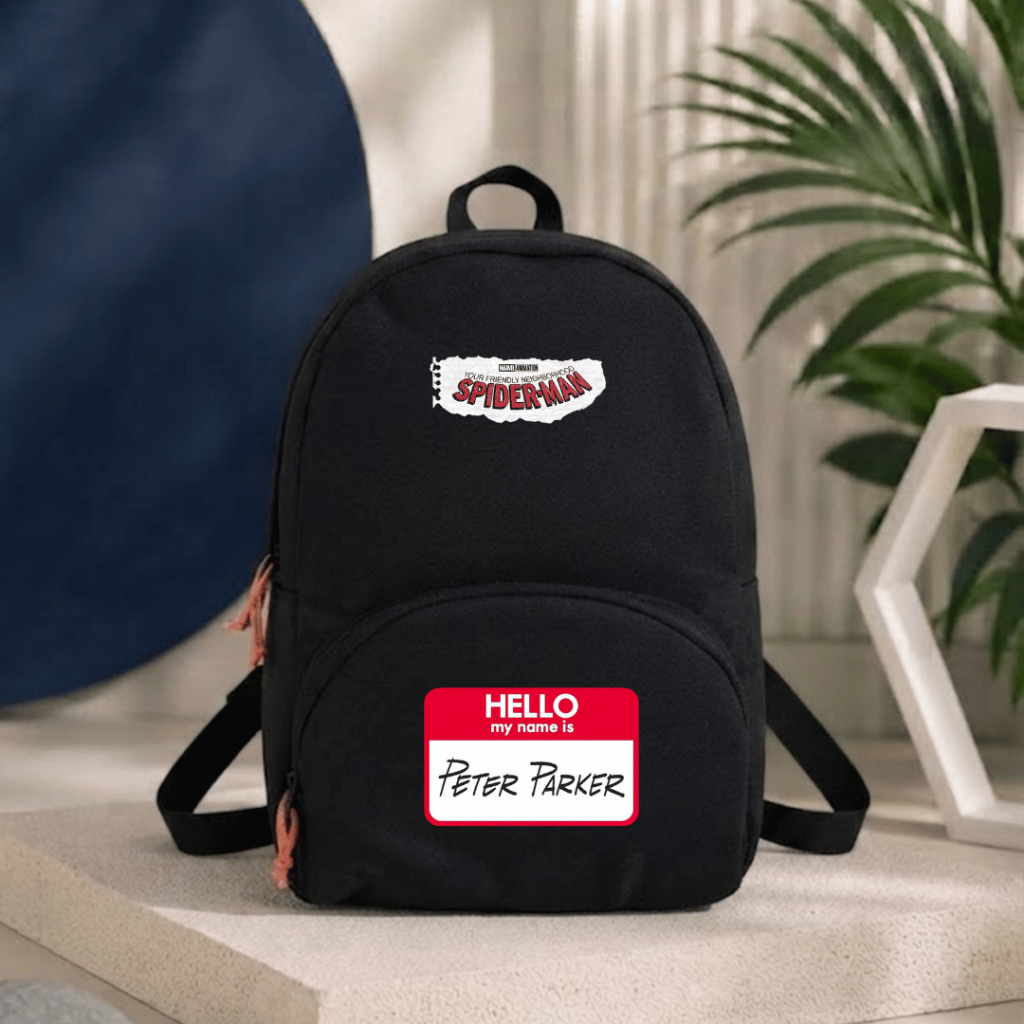 TABITUS - XD1 P863 Spiderman Hello Peter Parker Elementary School Backpack Black Character Cute, Str