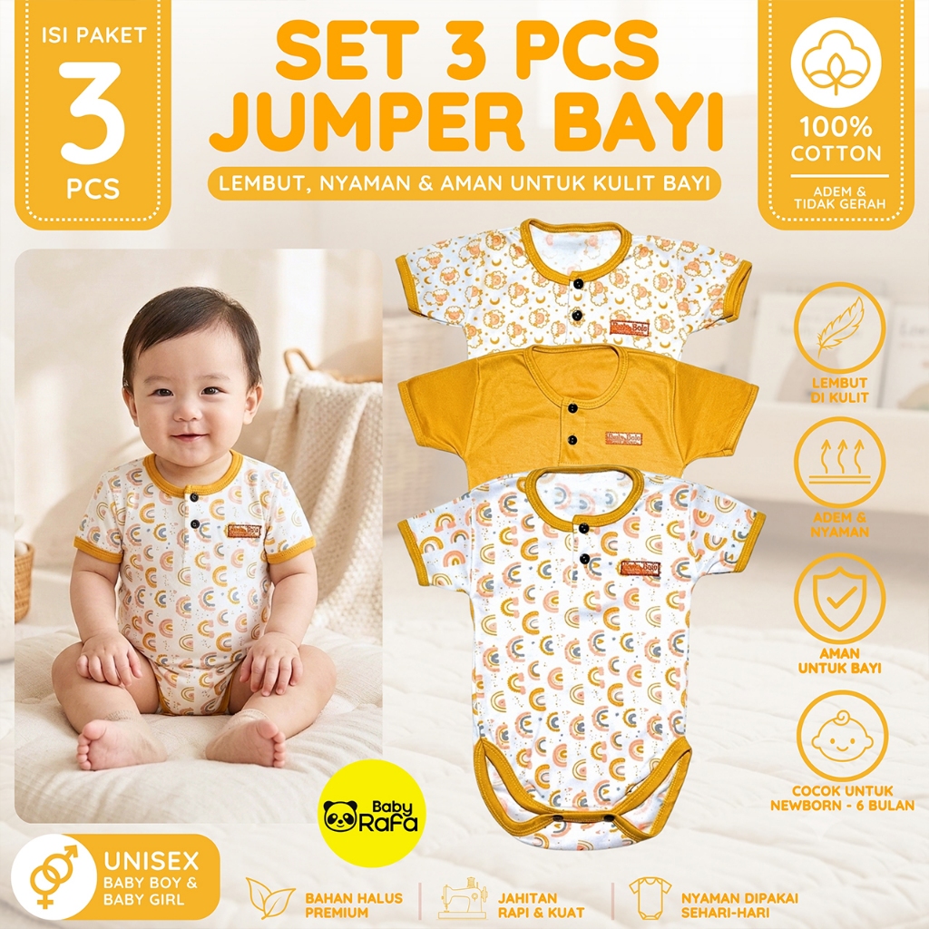 Mustard SERIES - 3 ชิ้น Baby Jumper MUSTARD SERIES 0 ถึง 6 เดือน SNI ยี่ห้อ Bolo - Bolo Serian Musta