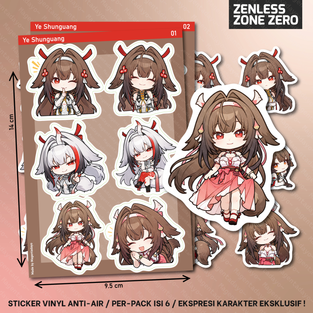 ชุดสติ๊กเกอร์ 6 Ye Shunguang ZZZ Zenless Zone Zero Expression Character Exclusive Vinyl กันน้ํา