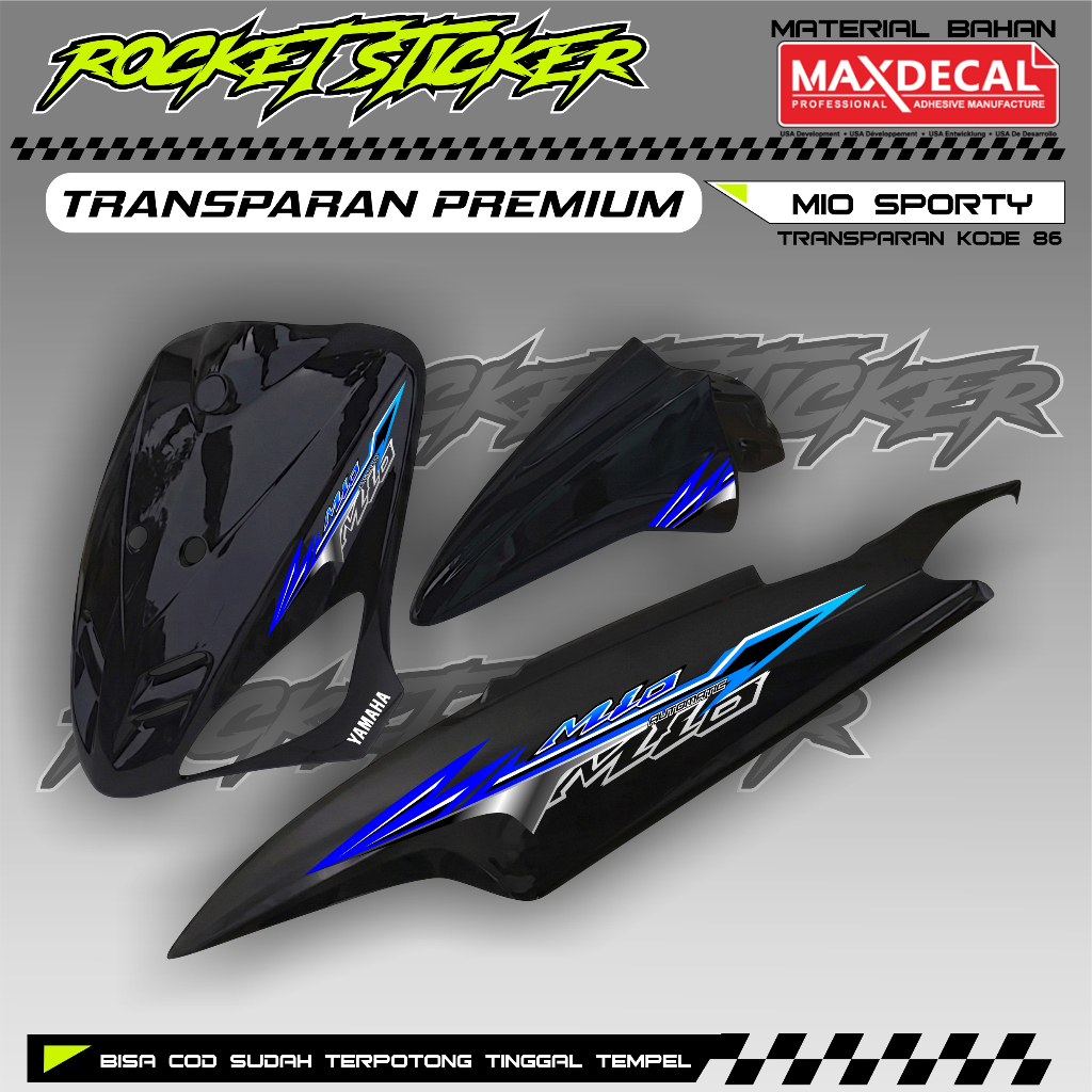 MIO SPORTY Striping TRANSPARKENT UV Sticker Variation CODE 86 PREMIUM MAXDECAL MATERIAL