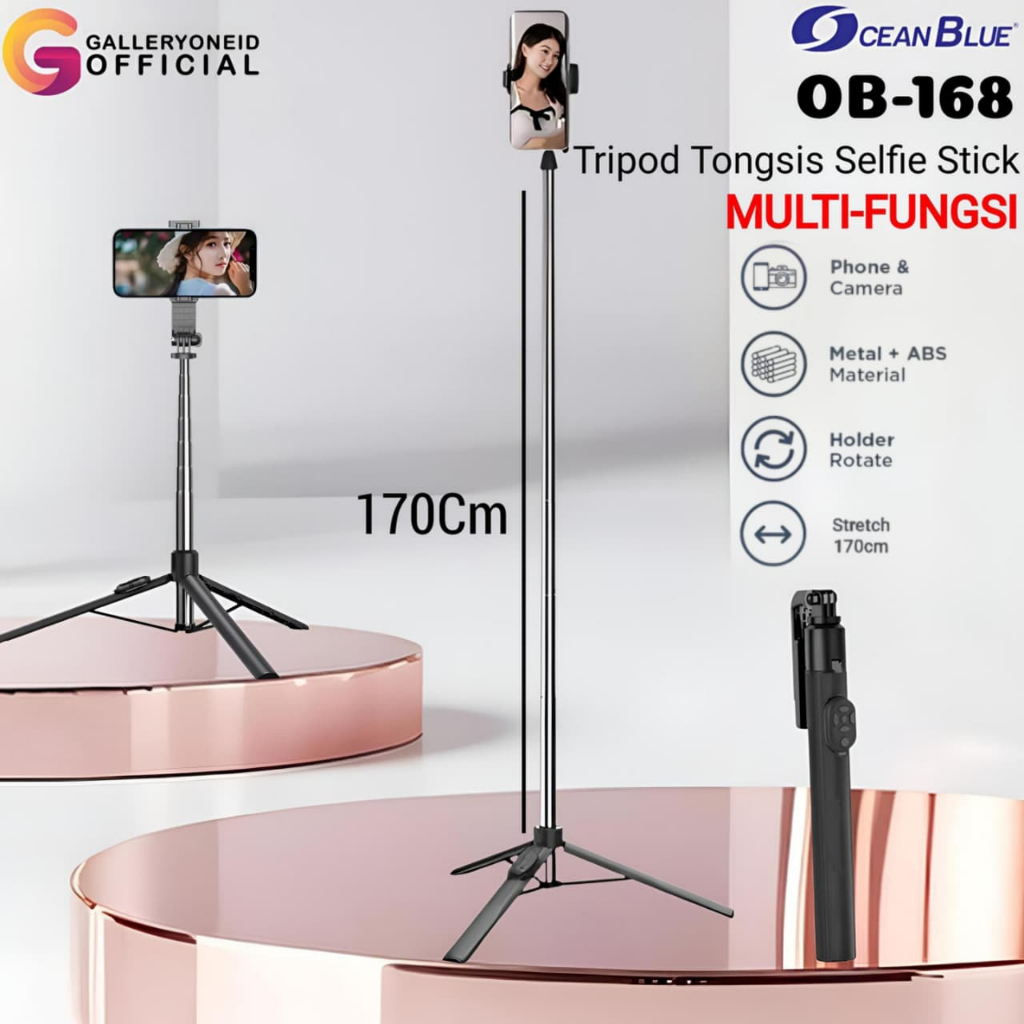 Tongsis ขาตั้งกล้องมือถือระยะไกล OB168 170 ซม.Oceanblue Selfie Stick HP Stand Content Creator