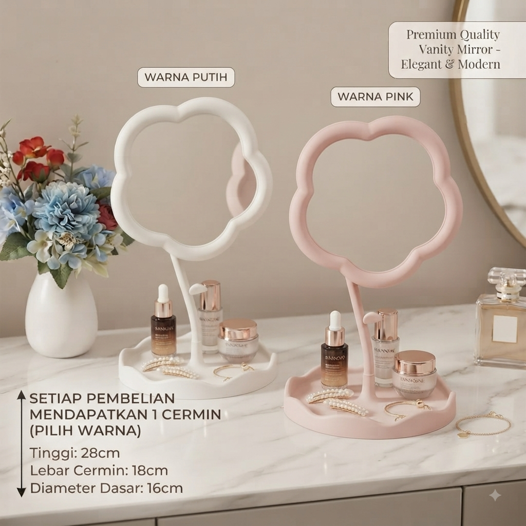 FLOWER-SHAPED MIRROR/TABLE-SHAPED DRESSING TABLE MIRROR