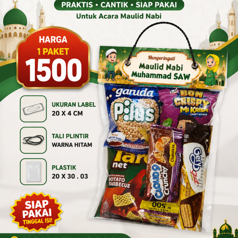 MAULID NABI WARNING EDITION - ถุงขนมพลาสติก - MAULID Snack - กระเช้า