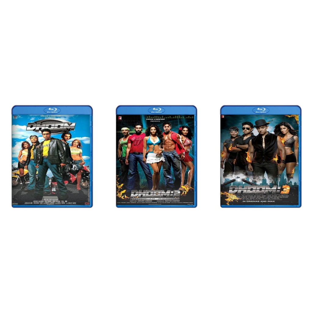 DVD Dhoom (2004) + DVD Dhoom 2 (2006) + DVD Dhoom 3 (2013)