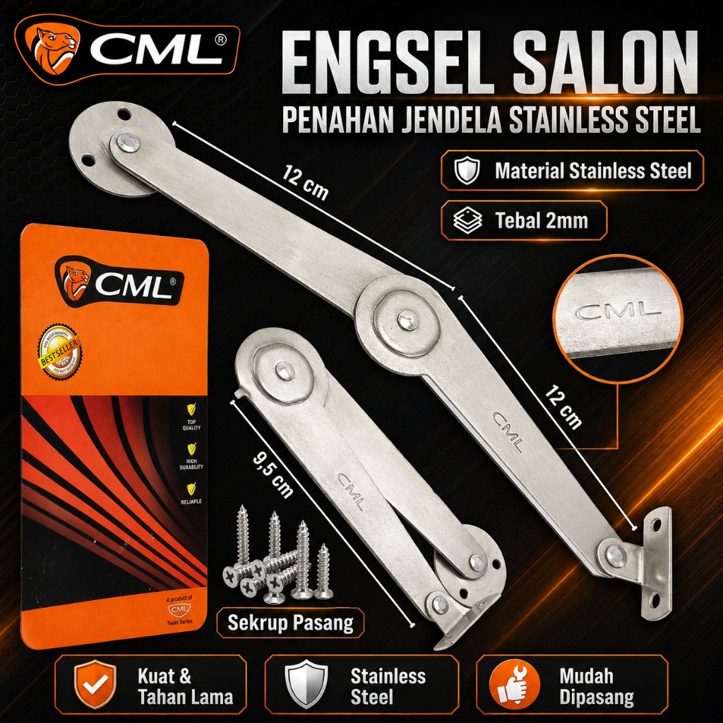CAMEL Salon บานพับ 9 นิ้ว Stainless Steel/Window Retainer