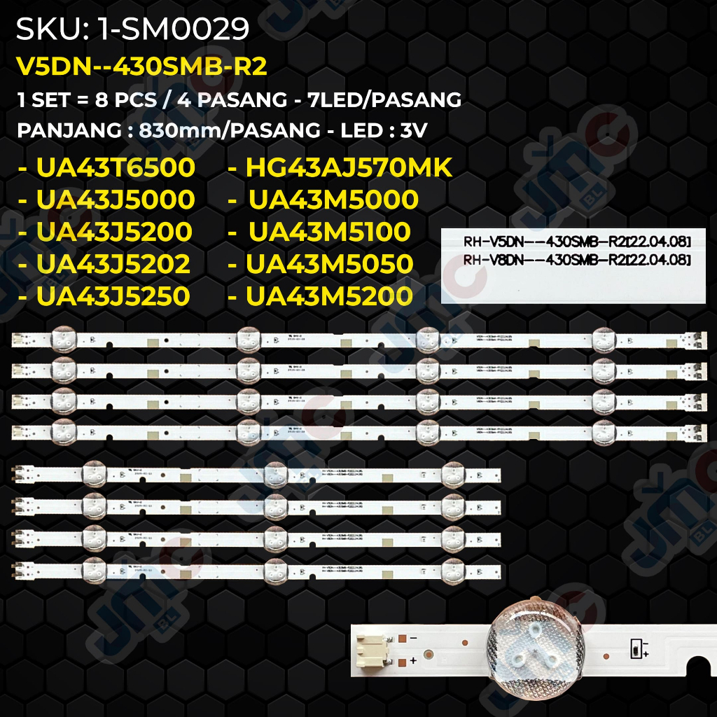 Samsung 43 นิ้ว TV Backlight HG43AJ570MK UA43J5000 UA43T6500 UA43J5200 UA43J5202 UA43J5250 UA43M5000