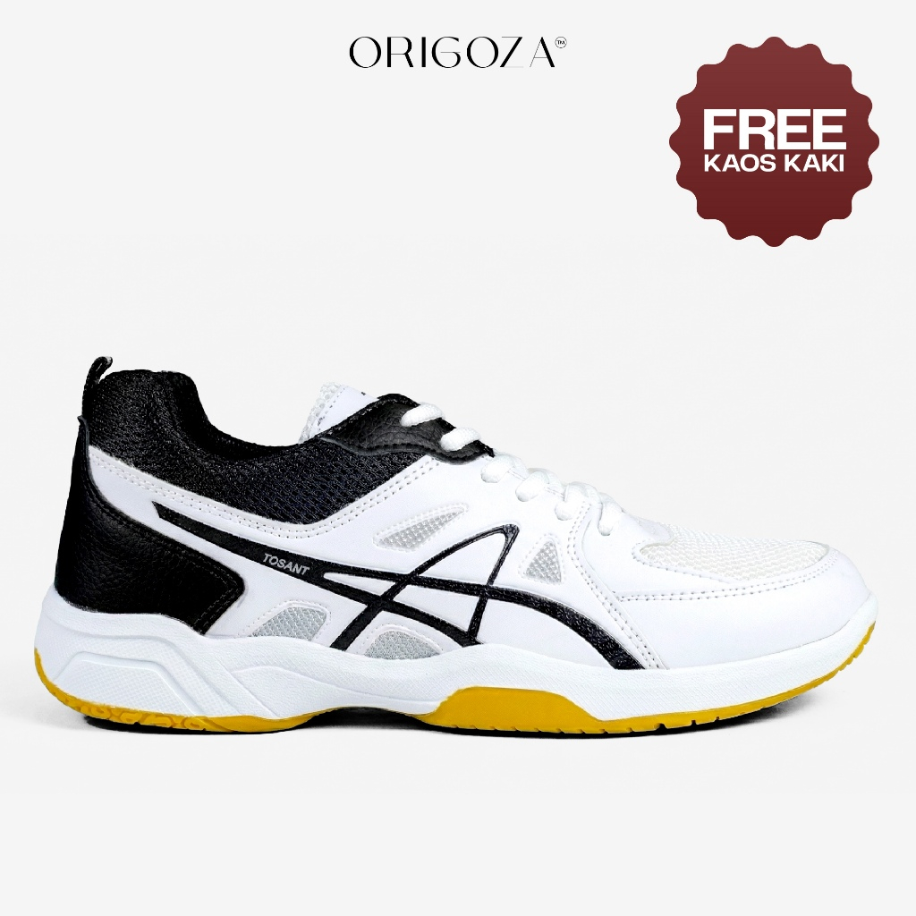 TOSANT X ORIGOZA Mens Badminton Tennis Padel Volleyball Shoes Original Black White ไซส์ 39 - 43 ฟรีถ